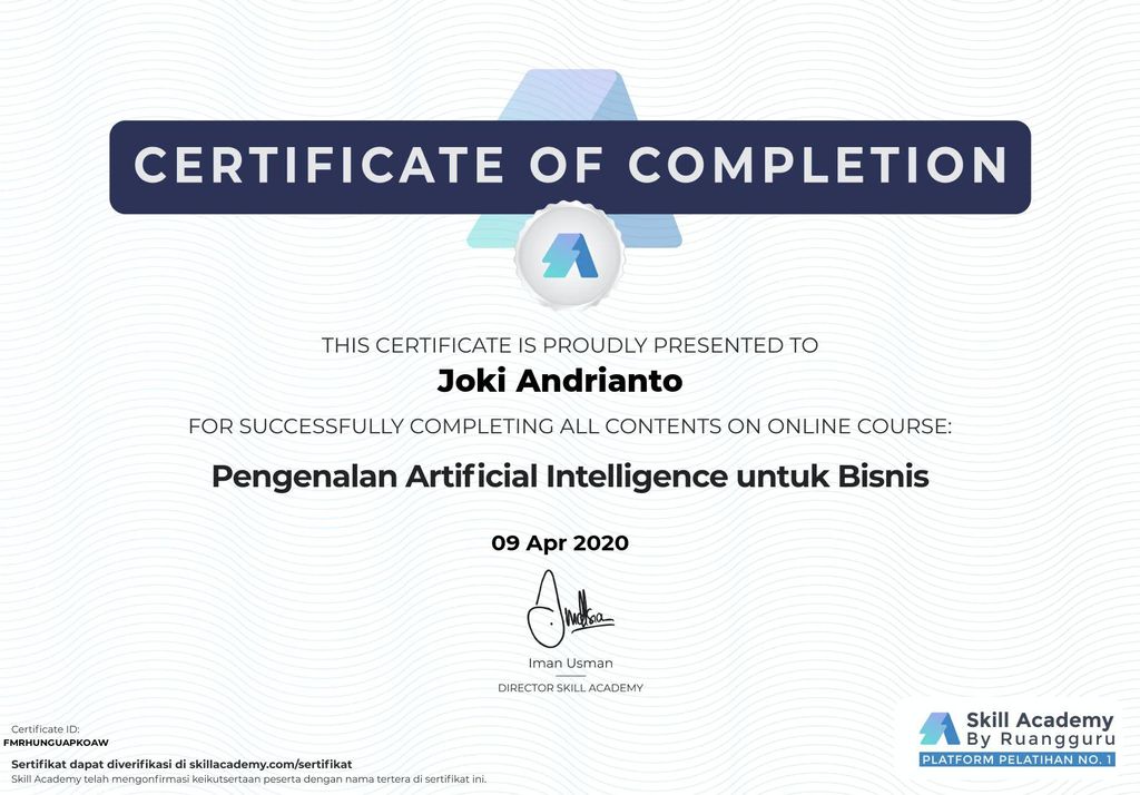 Sertifikat Joki Andrianto