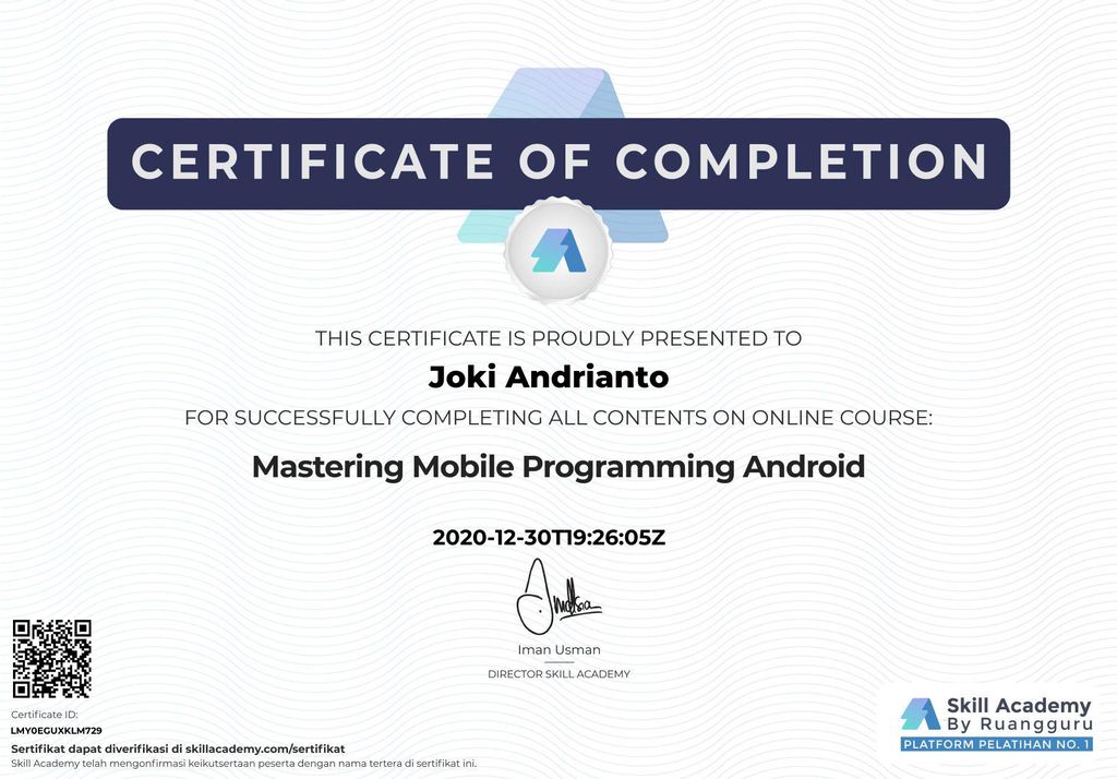 Sertifikat Joki Andrianto