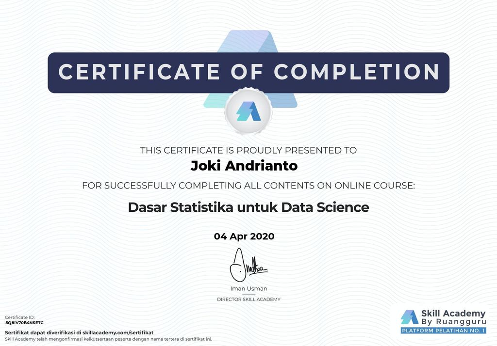Sertifikat Joki Andrianto