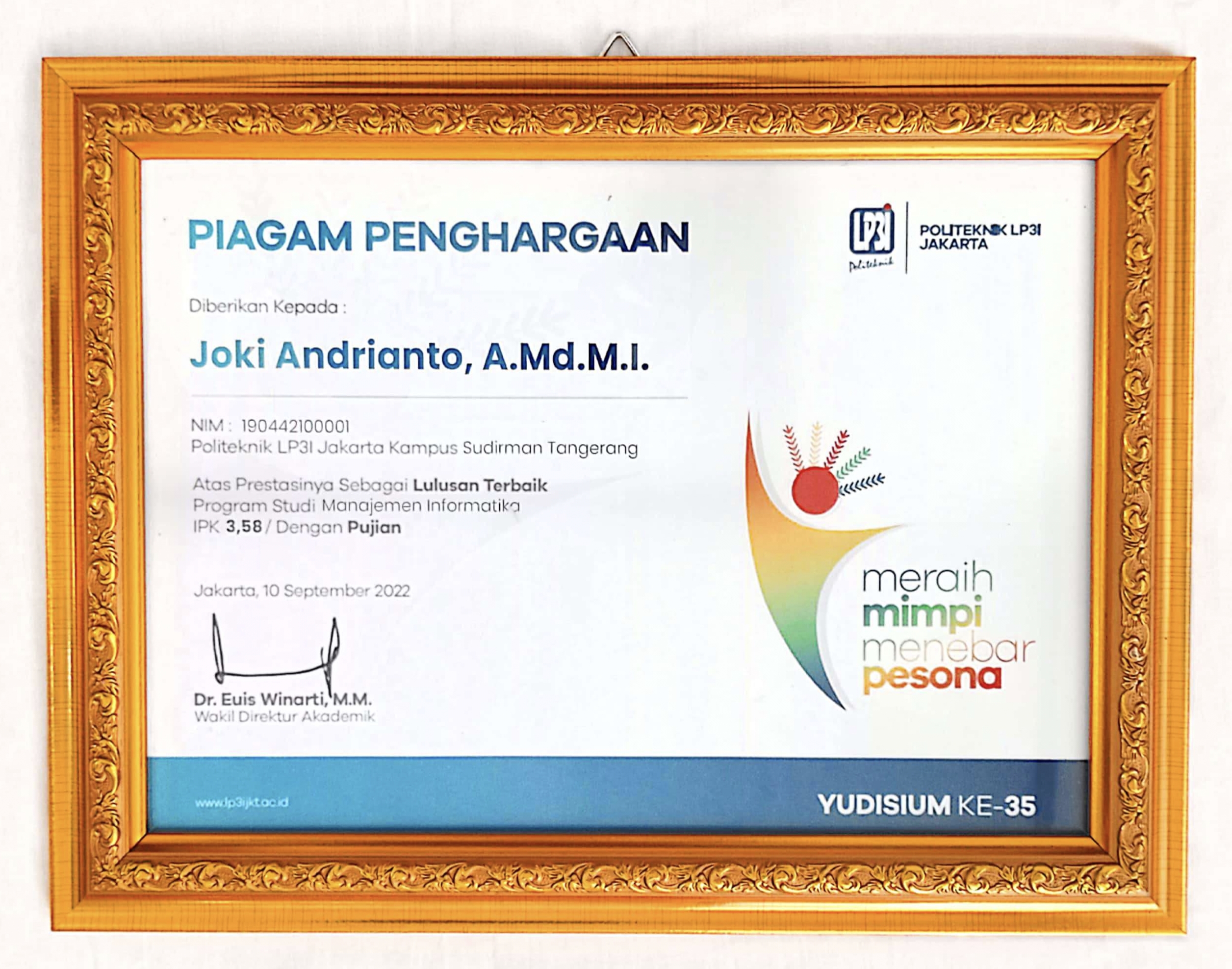 Sertifikat Joki Andrianto