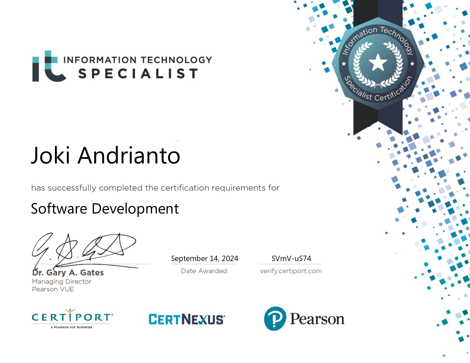 Sertifikat Joki Andrianto