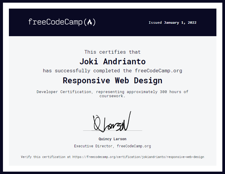 Sertifikat Joki Andrianto