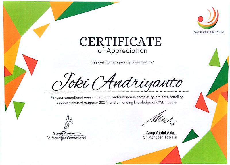 Sertifikat Joki Andrianto